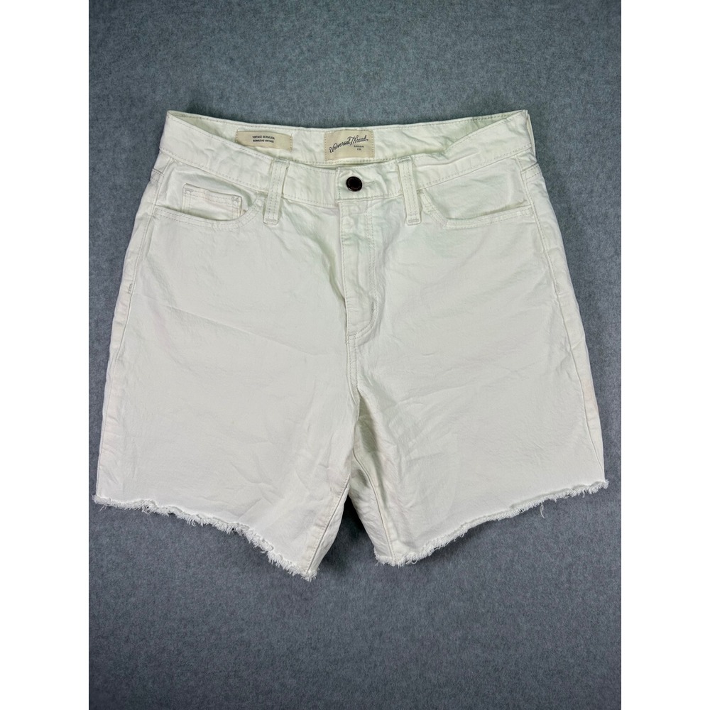 Stain* Universal Thread White Bermuda Denim Shorts 6 Fits 4 Raw Hem